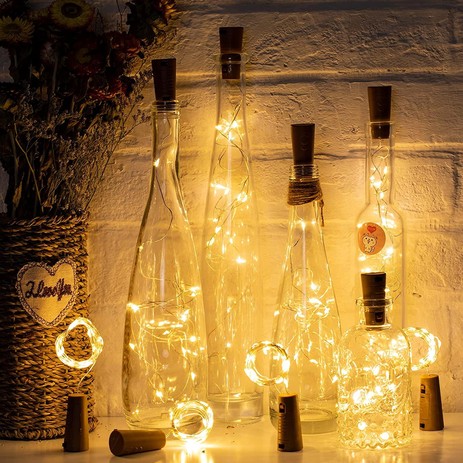 20pcs Wine Bottle Lights with Cork, 20 LED Waterproof Battery Operated Cork Lights for Liquor Bottles Wedding Décor - Lasercutwraps Shop