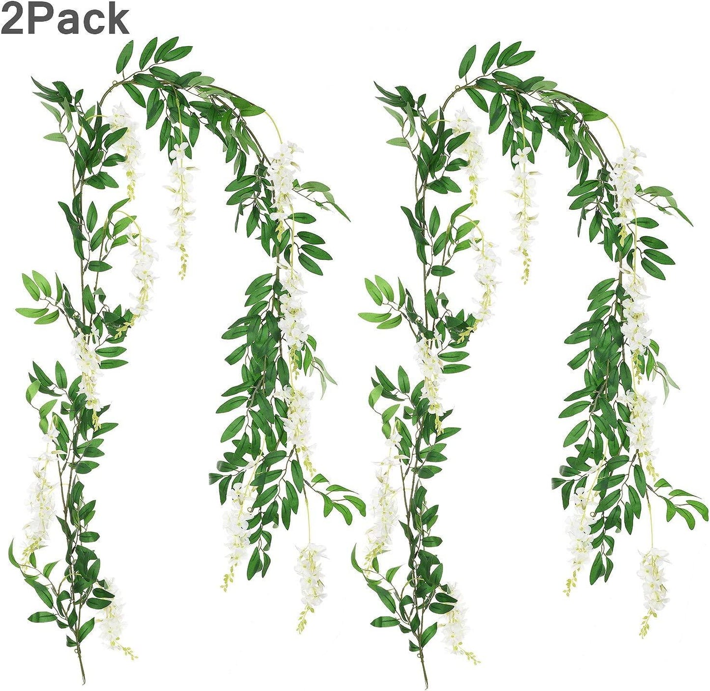 2Pcs 6Ft/Piece Artificial Flowers Wisteria Garland Artificial Wisteria Vine Hanging Flower Greenery Garland for Home Garden Outdoor Wedding - Lasercutwraps Shop