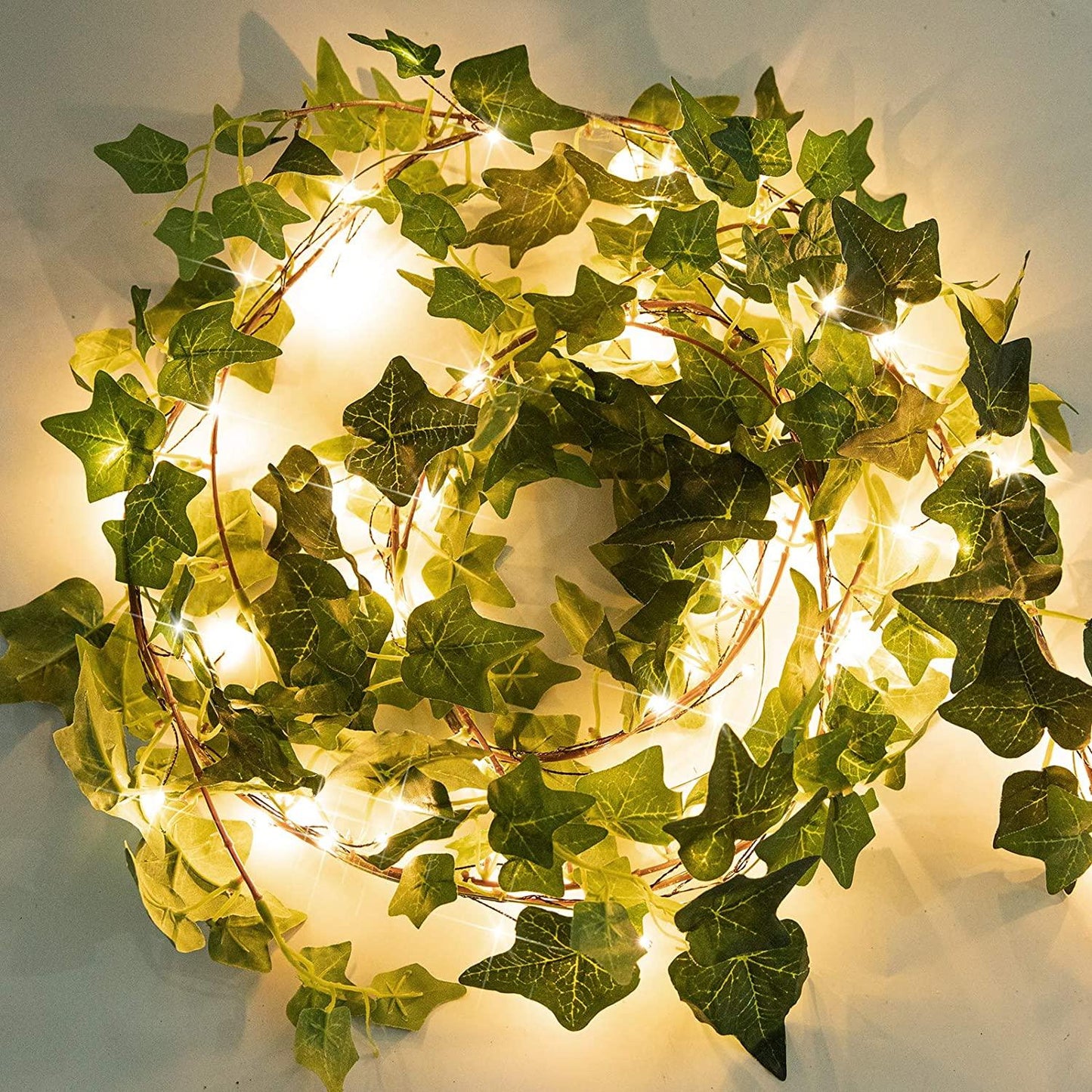 9.8ft x 9.8ft String Lights with 12pcs Artificial Ivy Vines Battery Operated Curtain Lights for Wedding - Lasercutwraps Shop