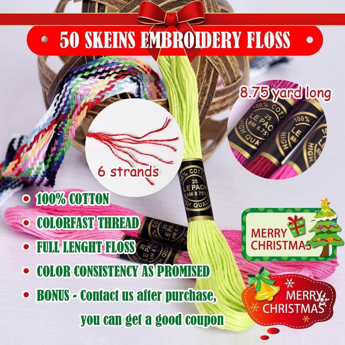 Embroidery Floss Rainbow Color 50 Skeins Per Pack Cross Stitch Threads Friendship Bracelets Floss Crafts Floss - Lasercutwraps Shop