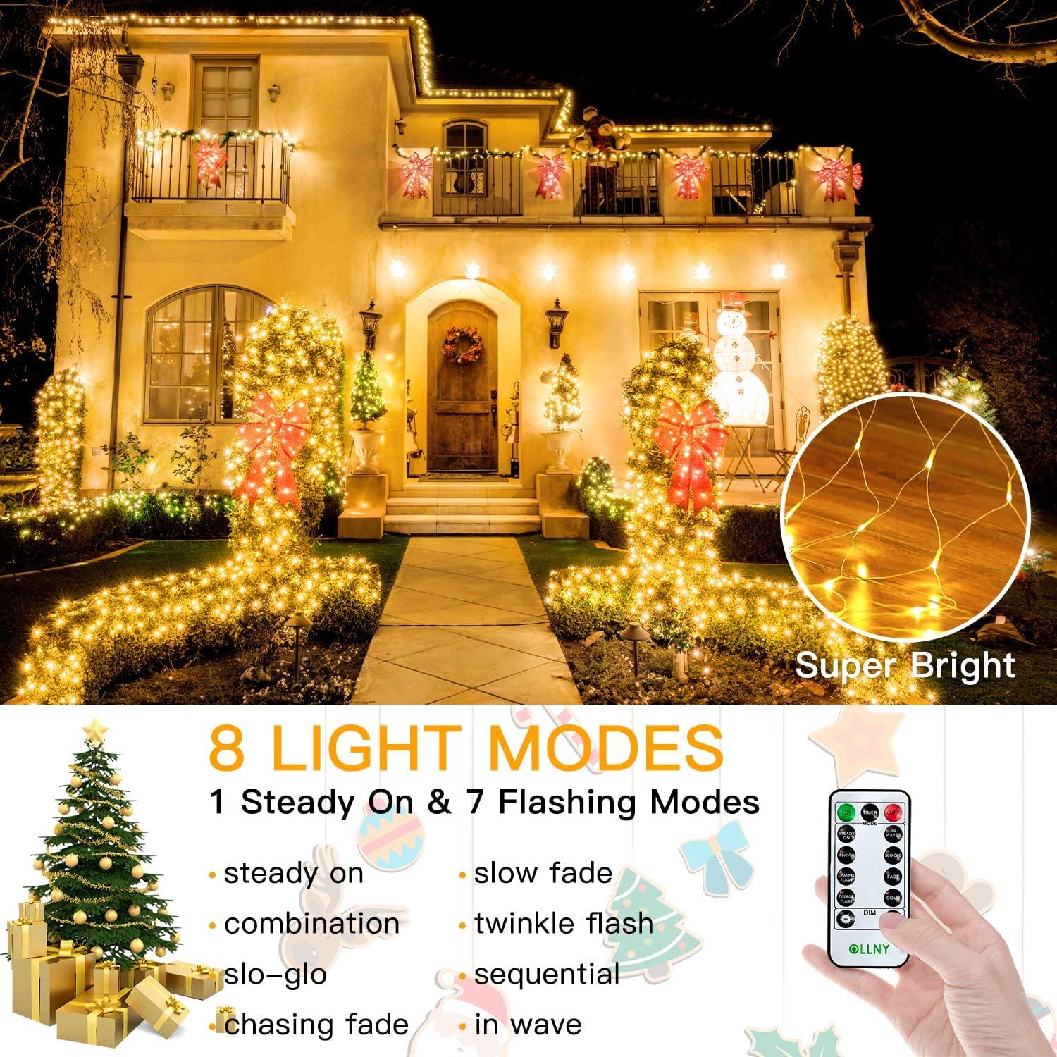 Christmas Net Lights 200 LED 9.8x6.6ft Outdoor Mesh Lights Connectable Waterproof 8 Modes&Timer Remote - Lasercutwraps Shop