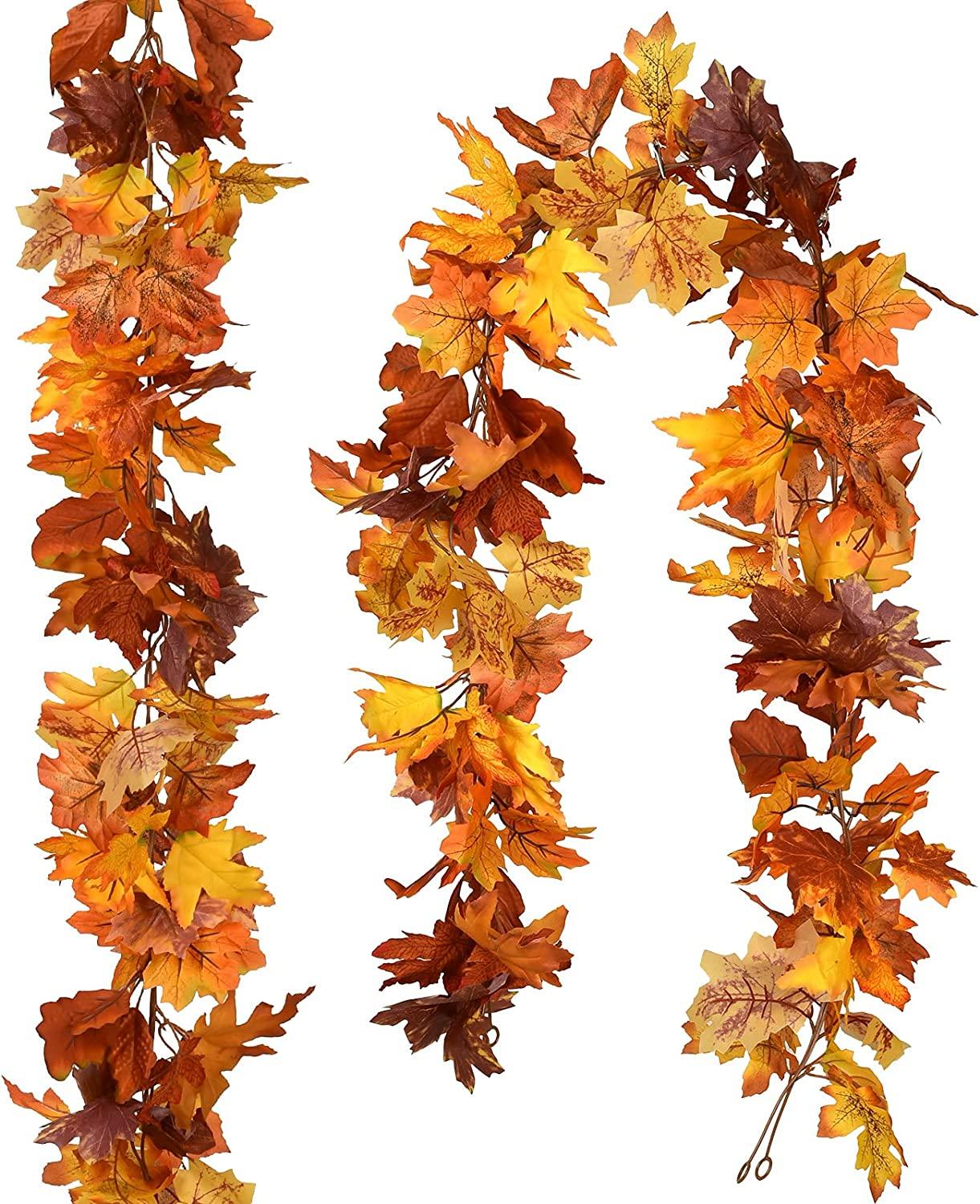 2 Pcs Fall Garland Maple Leaf, 5.9Ft/Piece 7 Colors Hanging Vine Garland Artificial Autumn Foliage Garland Thanksgiving Decor - Lasercutwraps Shop