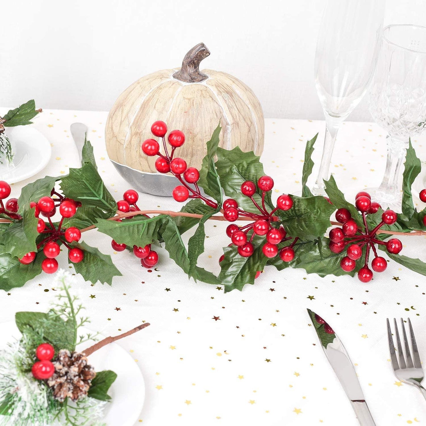 6FT Red Berry Christmas Garland, Flexible Artificial Berry Garland for Indoor Outdoor Home Fireplace Decoration - Lasercutwraps Shop