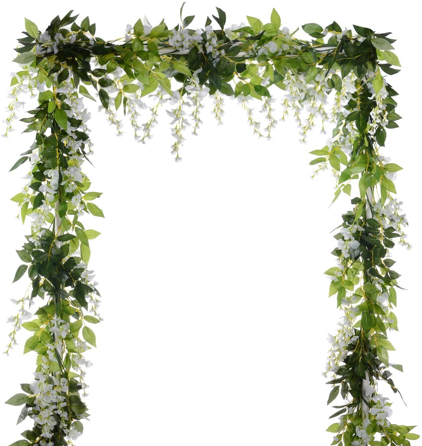 4Pcs 6.6Ft/Piece Artificial Flowers Silk Wisteria Garland Artificial Wisteria Vine Rattan Silk Hanging Flower for Ceremony Wedding Arch Decor - Lasercutwraps Shop