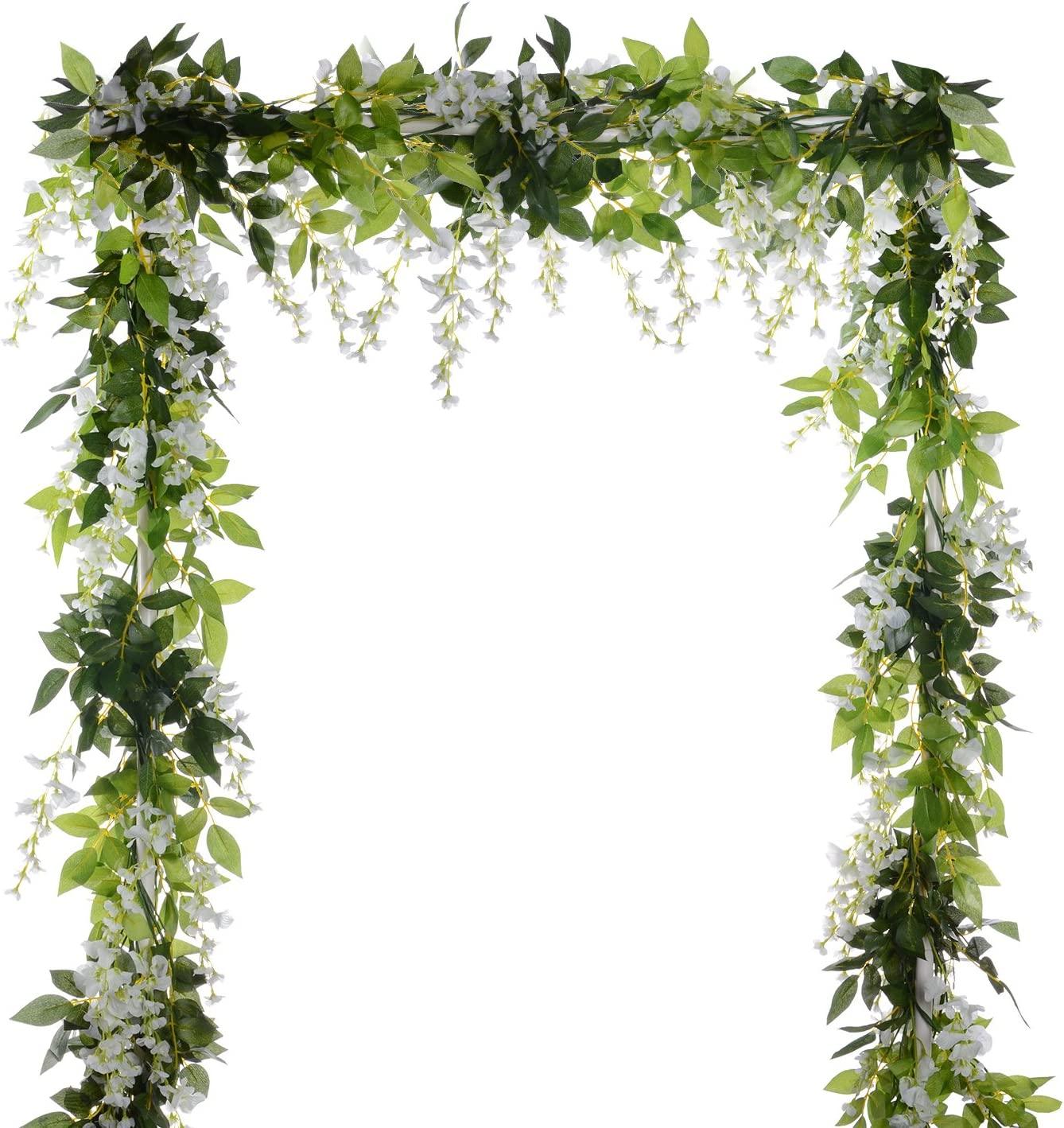 4Pcs 6.6Ft/Piece Artificial Flowers Silk Wisteria Garland Artificial Wisteria Vine Rattan Silk Hanging Flower for Ceremony Wedding Arch Decor - Lasercutwraps Shop