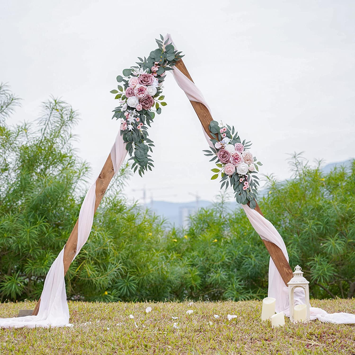 2 Packs Wedding Arch, Artificial Dusty Rose Wedding Flowers for Wedding Welcome Signs Decorations - Lasercutwraps Shop