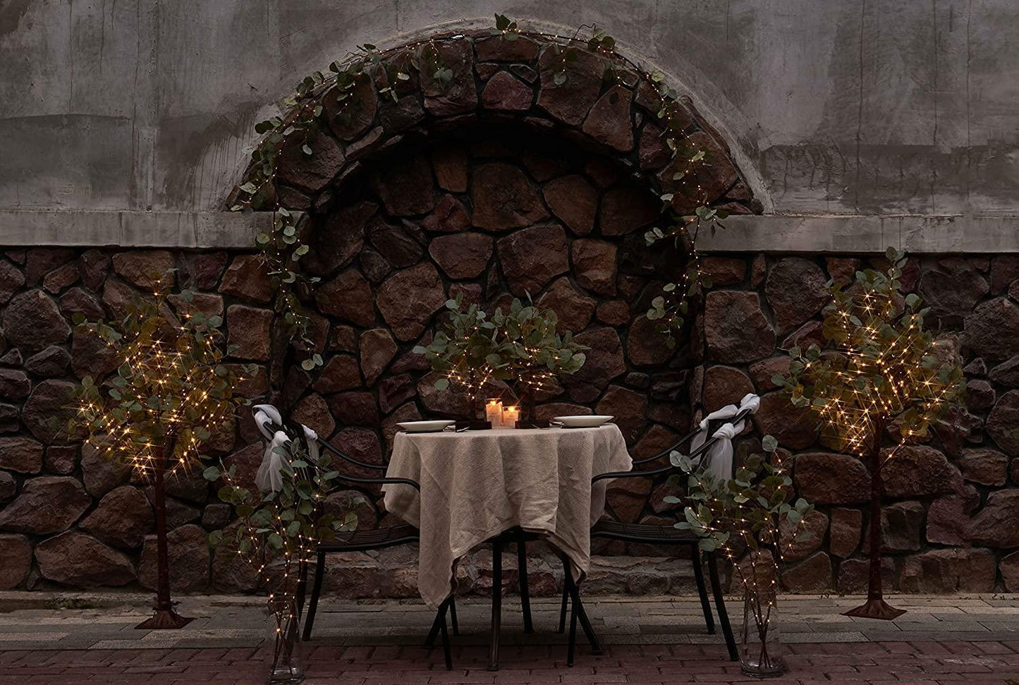 1 Pack Lighted Artificial Eucalyptus Garland 6FT 96 LED Battery Operated Faux Vine Lights with Timer for Wedding Backdrop - Lasercutwraps Shop