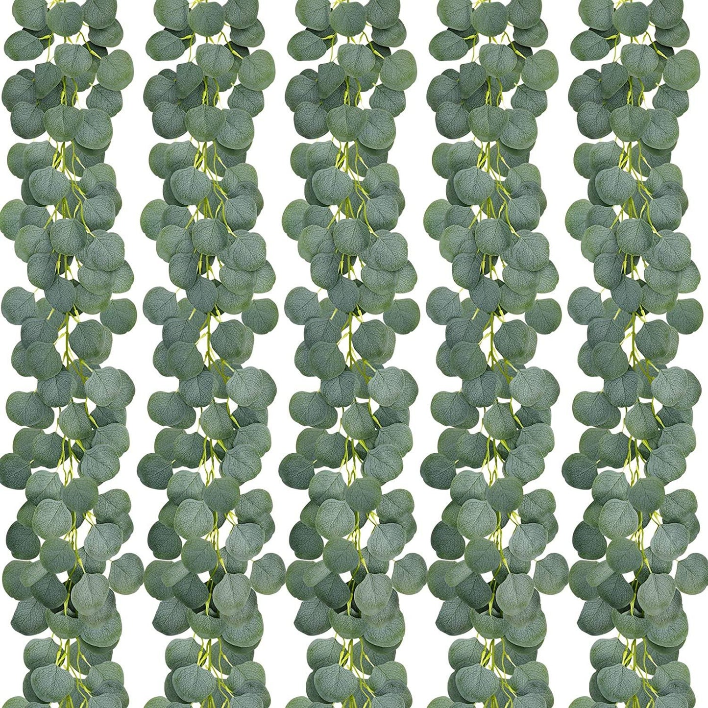 5 Pack Artificial Eucalyptus Garland Greenery Eucalyptus Vines Faux Silver Dollar Eucalyptus Strands for Mantle Table Wedding - Lasercutwraps Shop