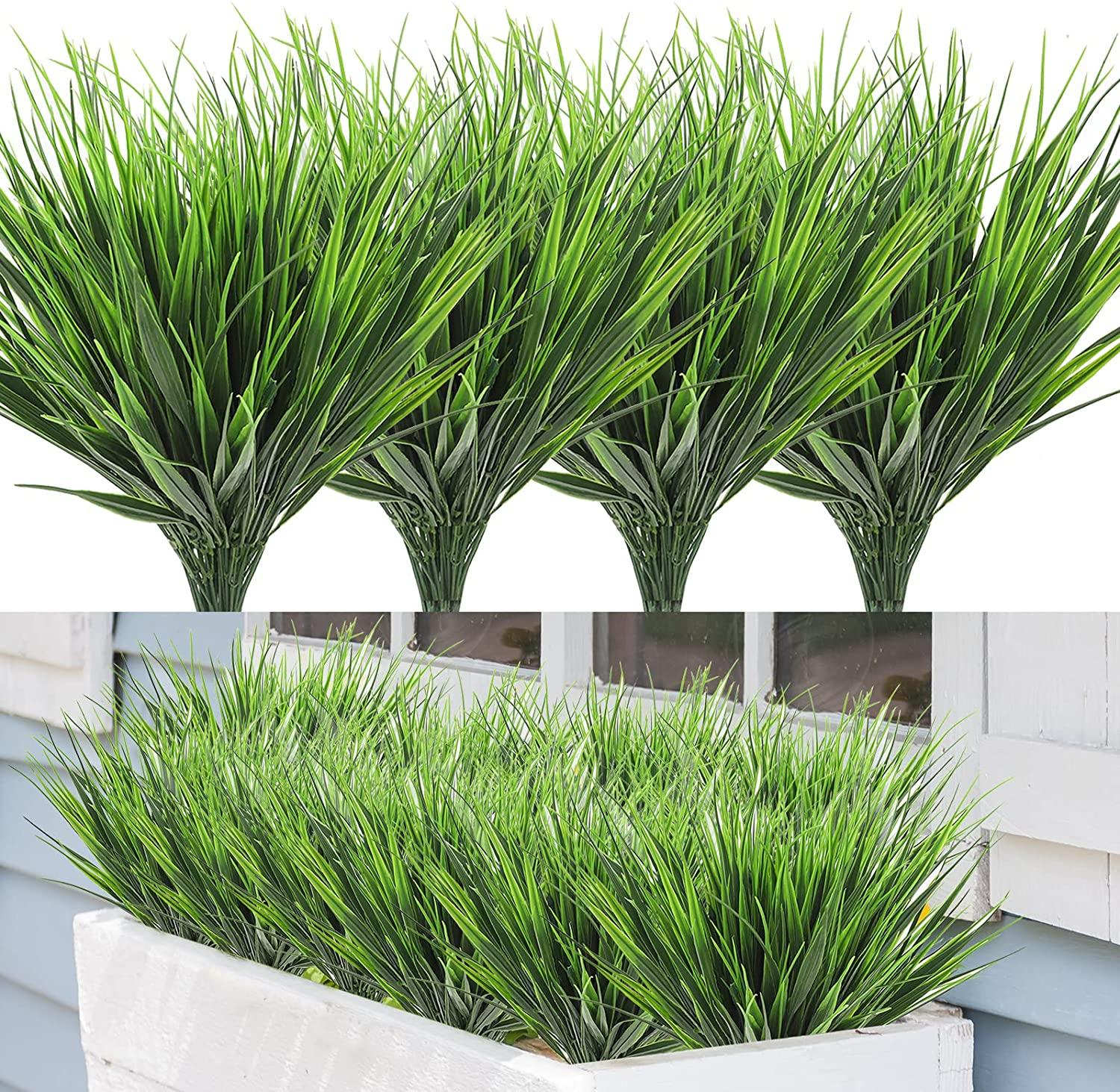 plastic plants for sale 14pcs Artificial Plants Outdoor, UV Resistant Fake Grass Outdoor Plants, Plastic Wheat Grass Artificial Greenery Shrubs for Outside