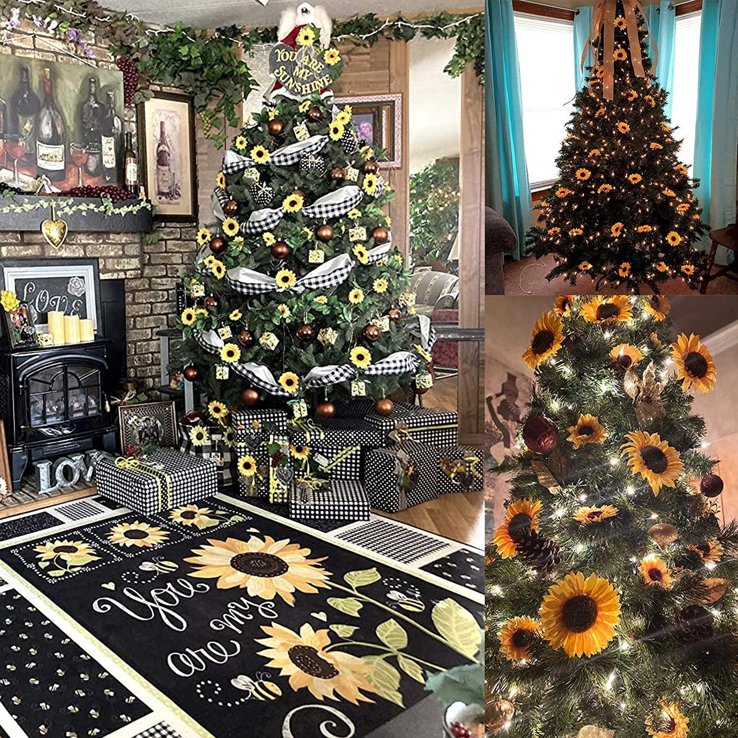 32pcs 3.5" Fake Sunflowers, Artificial Sunflower Heads, Faux Silk Sunflower Decoration for Christmas - Lasercutwraps Shop
