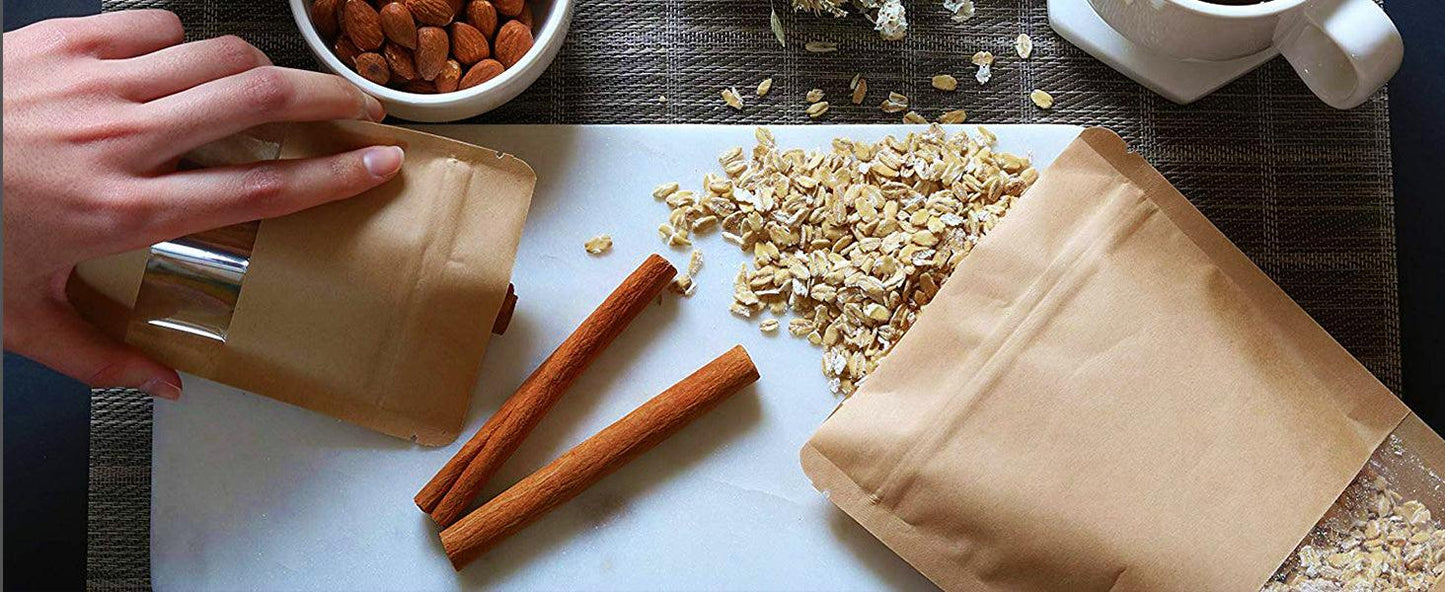 72pcs Stand Up Pouches, Kraft Paper Bags with Window, Coffee Bags, Brown Resealable Bags - Lasercutwraps Shop