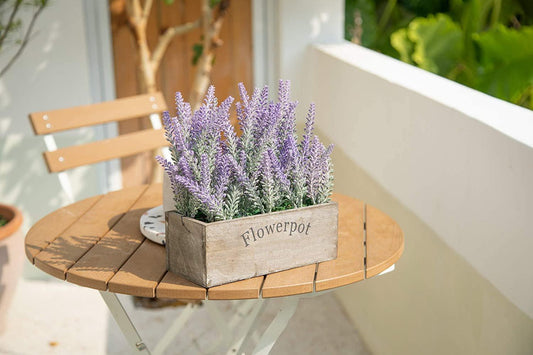 Artificial Flower Potted Lavender Plant for Home Decor (Wooden Tray, 9 Long) - Lasercutwraps Shop