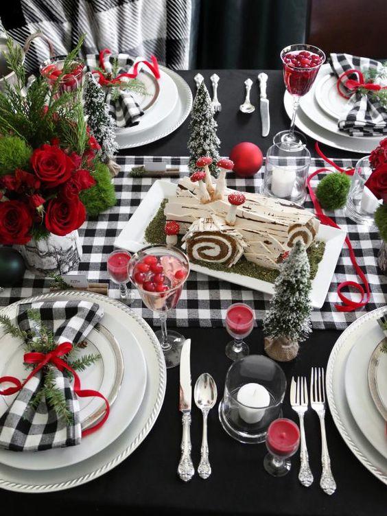 Buffalo Plaid Table Runner, Reversible Burlap Cotton Table