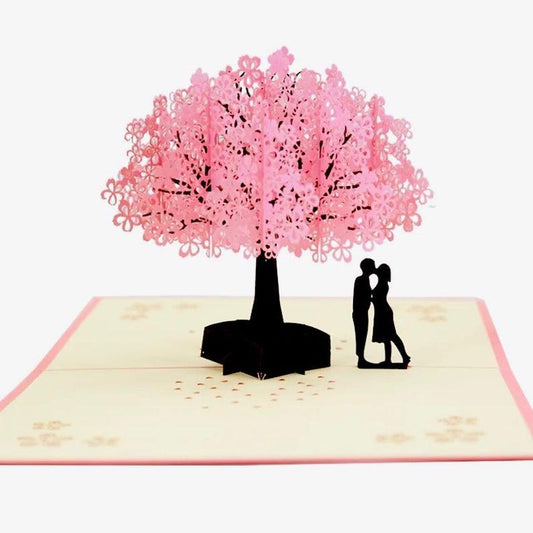 Couple In Love Under Cherry Blossom 3D Pop Up Card Birthday Cards Anniversary Cards Love Cards Fall In Love Cards Wedding Cards Valentines Day Card - Lasercutwraps Shop