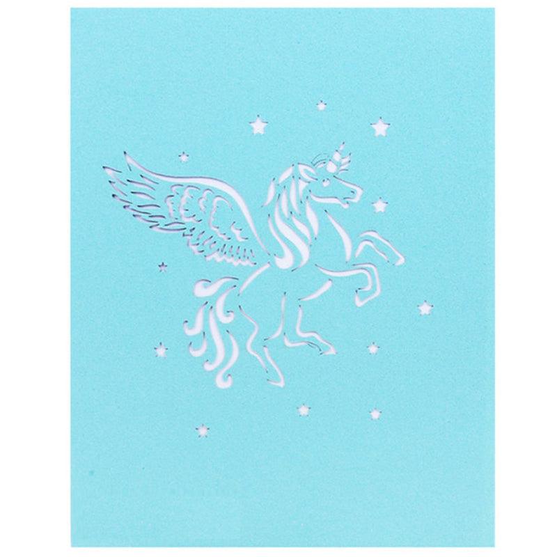Prancing Unicorn In Clouds Handmade 3D Pop Up Card - Lasercutwraps Shop