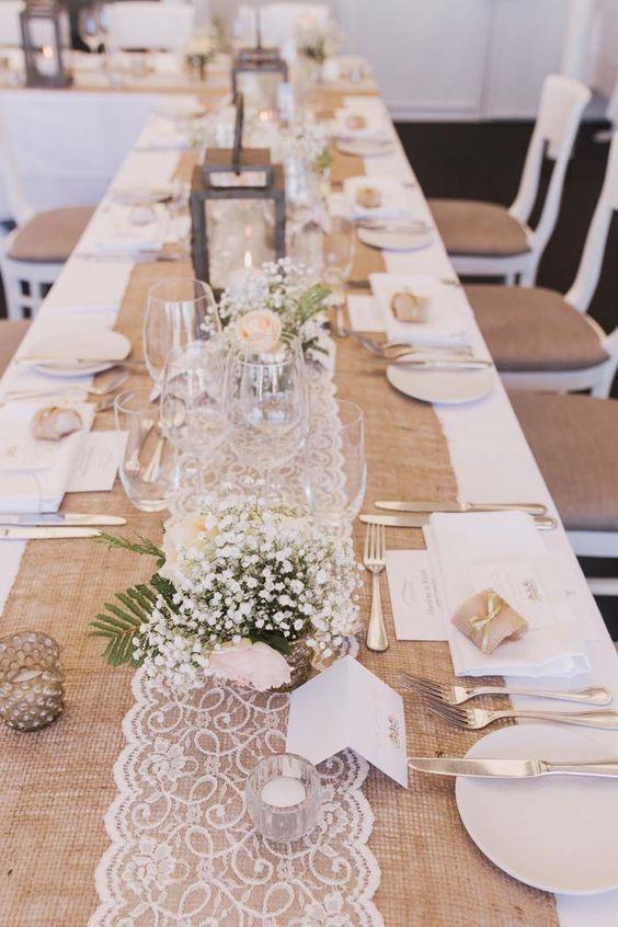 2pcs Burlap Table Runner Burlap Lace Table Runner for Weddings 12X108 Hessian Rustic Jute Country Thanksgiving Christmas Baby Party Decoration Table Decor - Lasercutwraps Shop