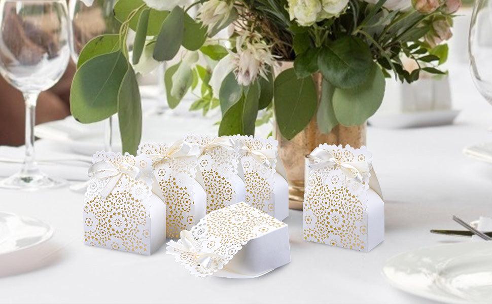 50PCS Mini Lvory White Paper Laser Cut Gift Candy Box Wedding European Hollow Small Gift Boxes for Wedding Bridal Shower Baby Birthday Party Anniverary - Lasercutwraps Shop