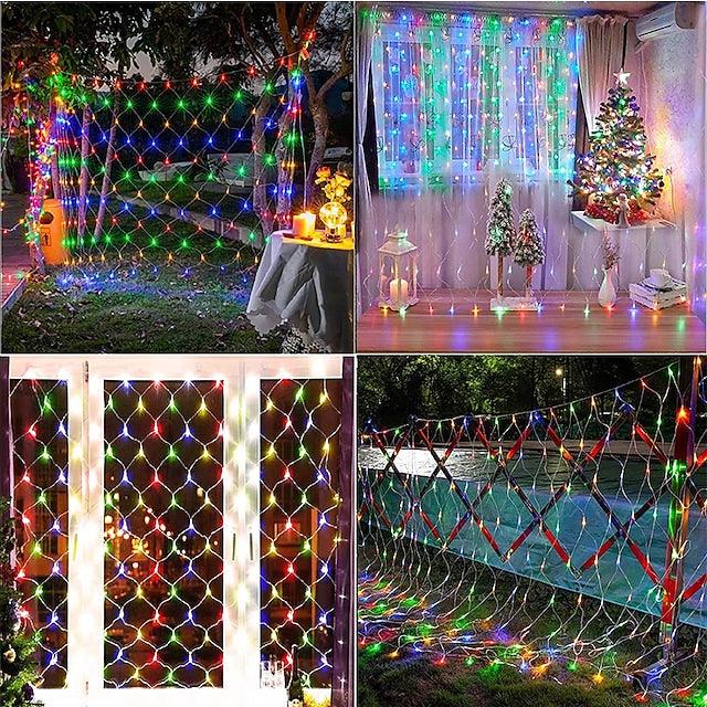6x4m Net String Lights 880 LEDs Fishing Net String Lights Warm White Cold White Multi Color Waterproof Party Christmas Tree Wedding Patio Home Décor - Lasercutwraps Shop