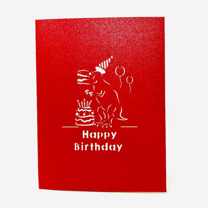 T-Rex Dinosaur Handmade 3D Pop Up Bithday Card - Lasercutwraps Shop