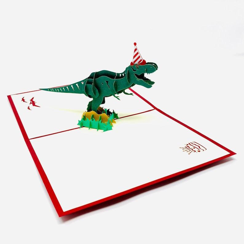 T-Rex Dinosaur Handmade 3D Pop Up Bithday Card - Lasercutwraps Shop