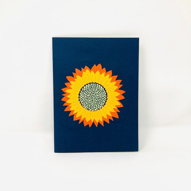 Sunflowers In White Picket Fence 3D Handmade Pop Up Card - Lasercutwraps Shop