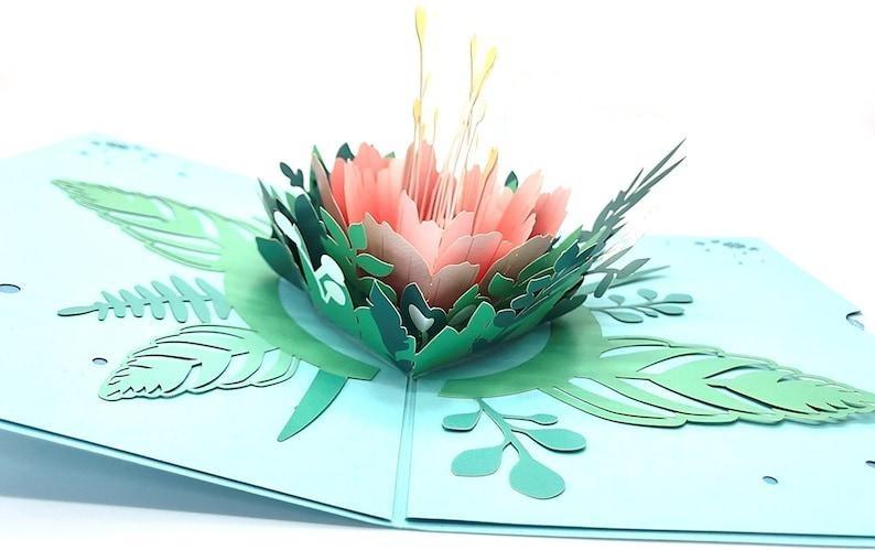 Handmade 3D Pop Up Flower Peony Floral Greeting Card Birthday, Anniversary, Love, Thank You, Sympathy, Congratulations Christmas Thanksgiving - Lasercutwraps Shop