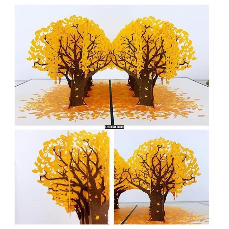 Luxury Art Ginkgo Forest Pop Up Card / Floral Tree Pop Up Cards / Birthday Pop Up Cards / 3D - Lasercutwraps Shop