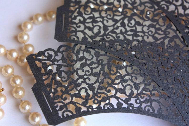 Black Lace Filigree Cupcake Wrappers - Lasercutwraps Shop