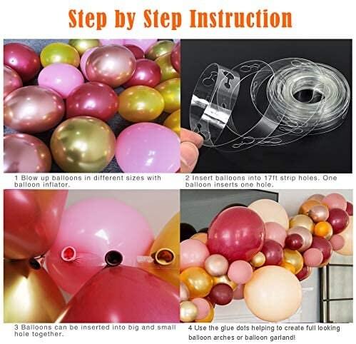 DIY Burgundy and Blush Pink Balloon Garland Arch Kit for Wedding Rustic Baby Shower Bridal Shower 1st Birthday Party - Lasercutwraps Shop