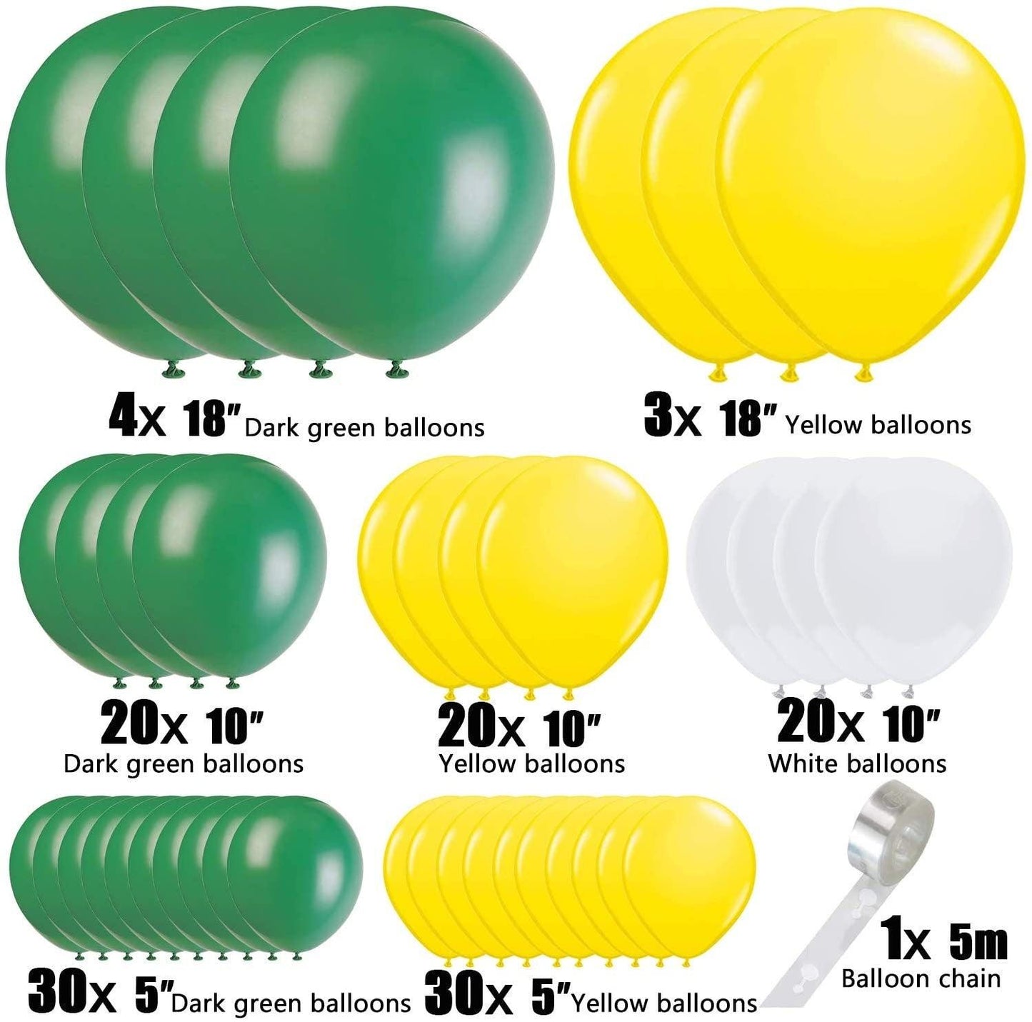 Retro Green Yellow Balloon Garland Arch Kit,White Gold Confetti Balloons Green Balloons Set for Wedding Birthday - Lasercutwraps Shop