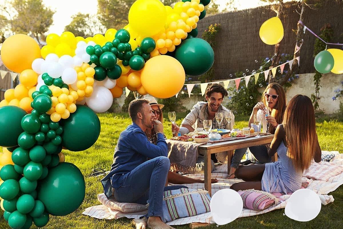 Retro Green Yellow Balloon Garland Arch Kit,White Gold Confetti Balloons Green Balloons Set for Wedding Birthday - Lasercutwraps Shop