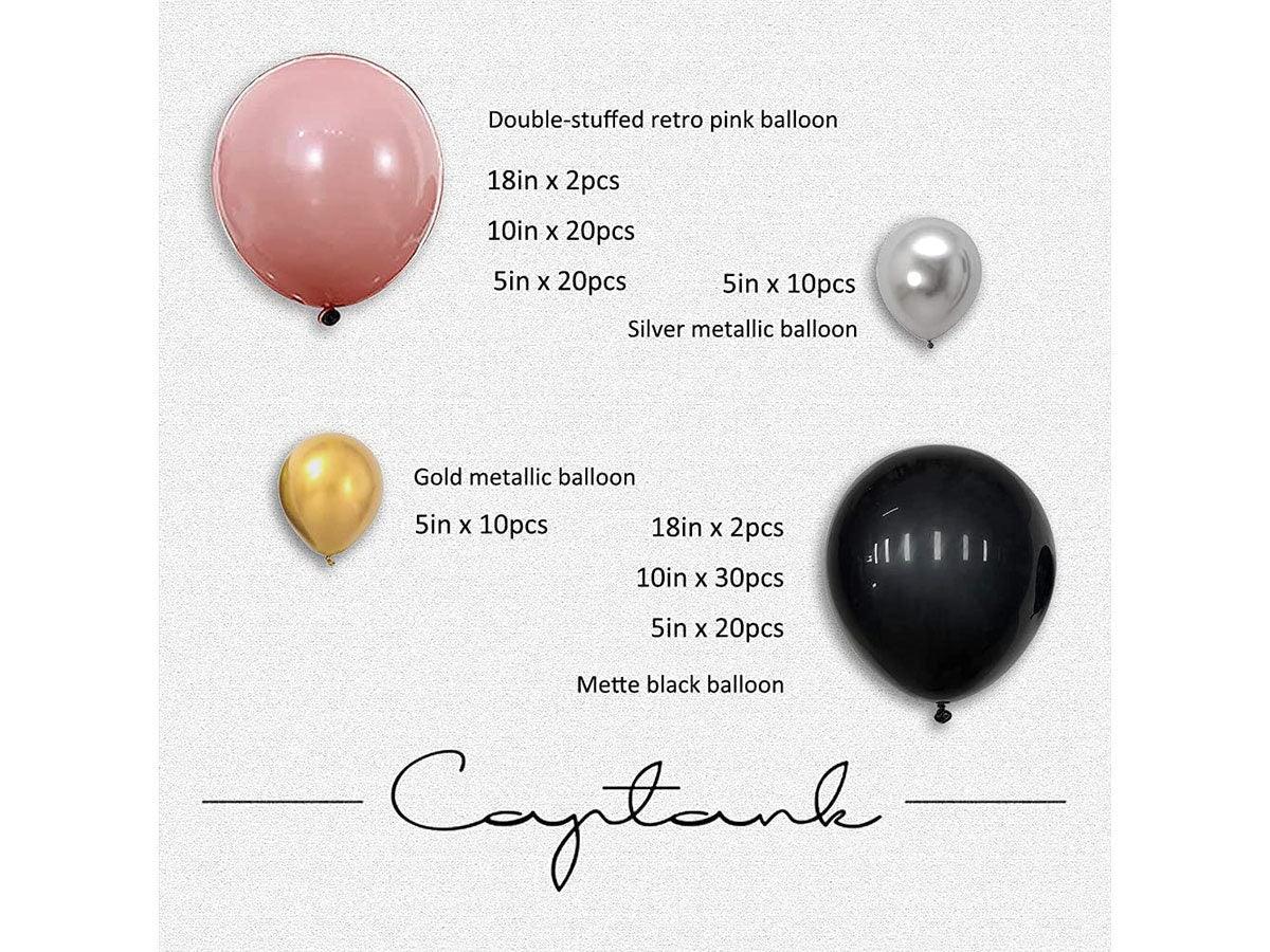 Black Pink silver gold Balloon Garland Kit Double-stuffed Dusy Pink latex balloon Arch Kit Silver Gold Metallic Chrome For Birthday Party - Lasercutwraps Shop