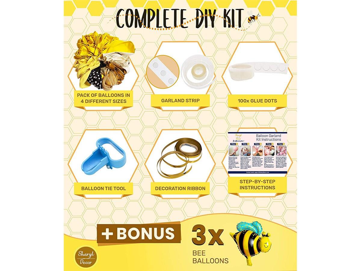 Bee Balloon Garland Kit Arch Bumble Bee Balloons for What Will It Bee Gender Reveal Party Supplies & Baby Shower Decorations - Lasercutwraps Shop