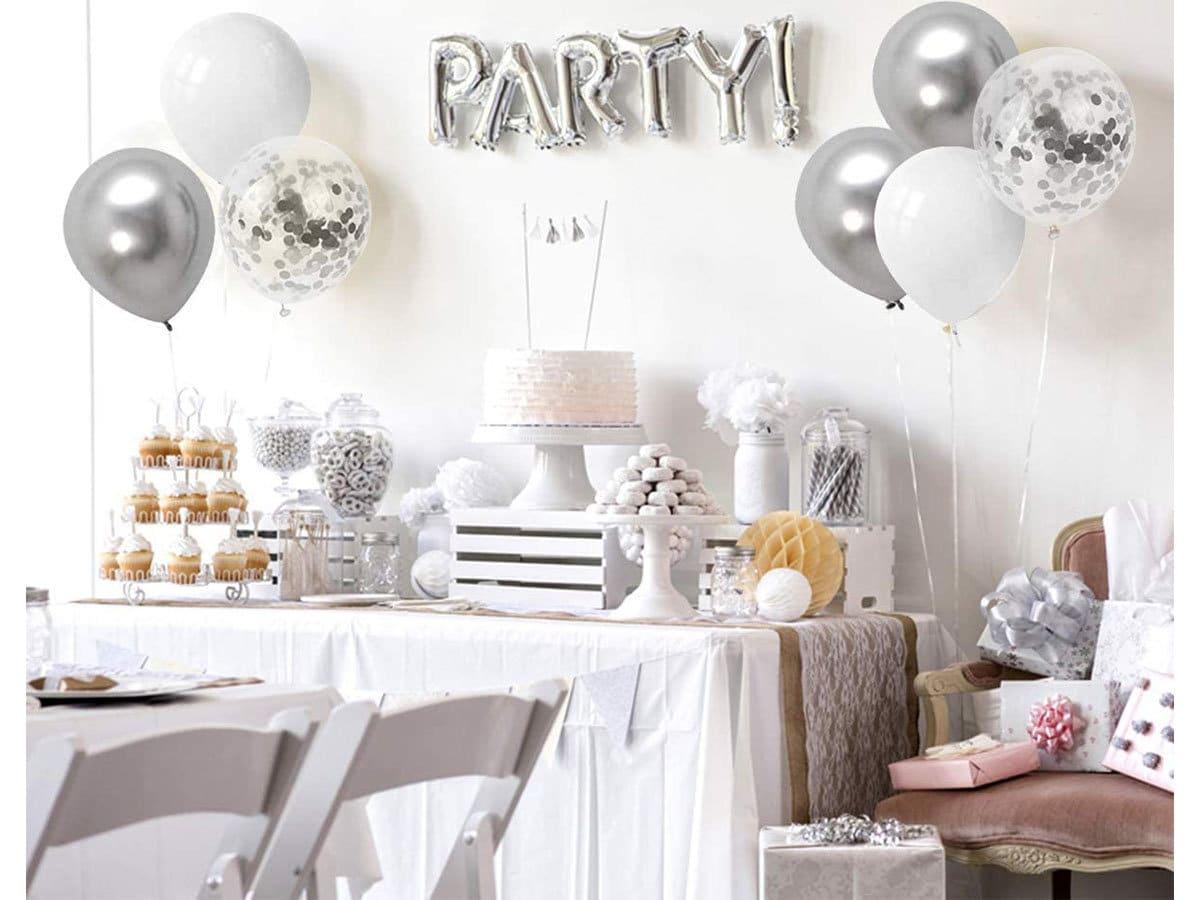 110pcs White Silver Balloons Garland Arch Kit White Silver Metallic Confetti Latex Balloons Arch Set for Birthday Baby Shower - Lasercutwraps Shop