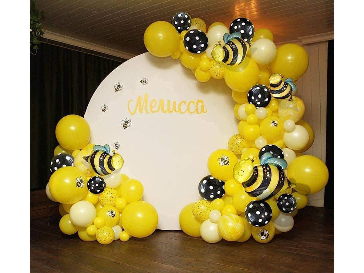 116PCS Yellow White Balloons, 2PCS 16inch Foil Bee Balloons, Balloon Garland Arch Kit, Bee Themed Baby Shower What Will It Bee Gender Reveal - Lasercutwraps Shop