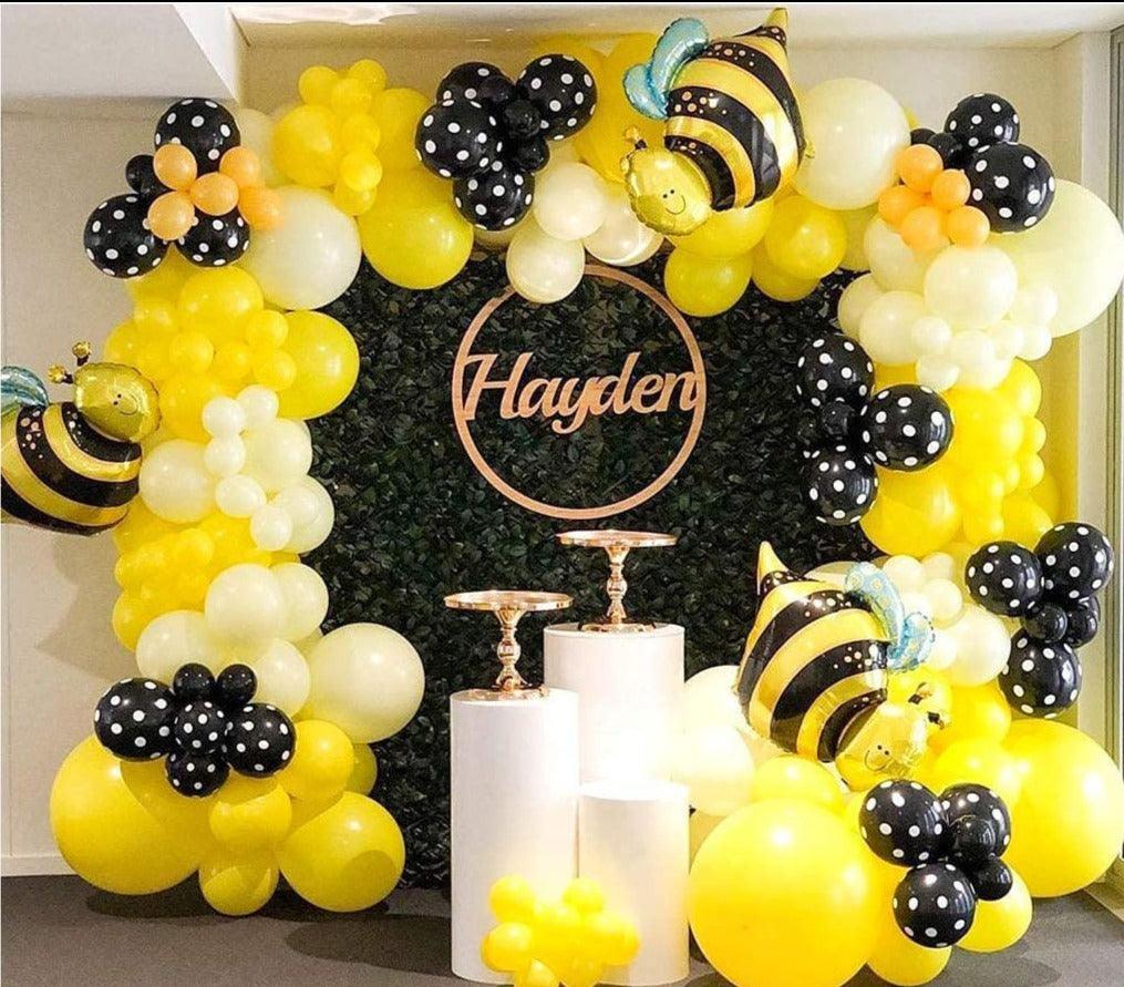 116PCS Yellow White Balloons, 2PCS 16inch Foil Bee Balloons, Balloon Garland Arch Kit, Bee Themed Baby Shower What Will It Bee Gender Reveal - Lasercutwraps Shop