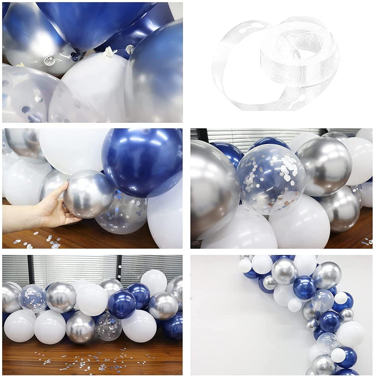 125 Pack Navy Silver White Confetti Balloons with Balloon Accessories for Graduation Party Baby Shower Wedding Birthday Party Engagement - Lasercutwraps Shop