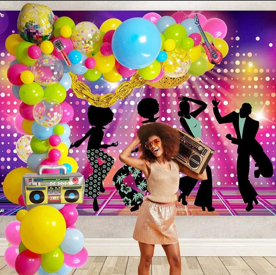 Back to 90S 80S Theme Party Balloons Backdrop Decorationsï¼?Party Supplies Mylar Balloon Radio Guitar Microphone Disco Ball Colorful Balloons - Lasercutwraps Shop