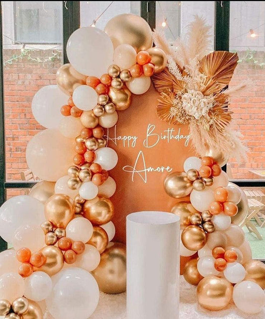 Orange with Gold Balloon Garland Arch Kit-Cream White Orange Gold Balloons for Wedding Decoration Baby Shower Decorations Birthday Party - Lasercutwraps Shop