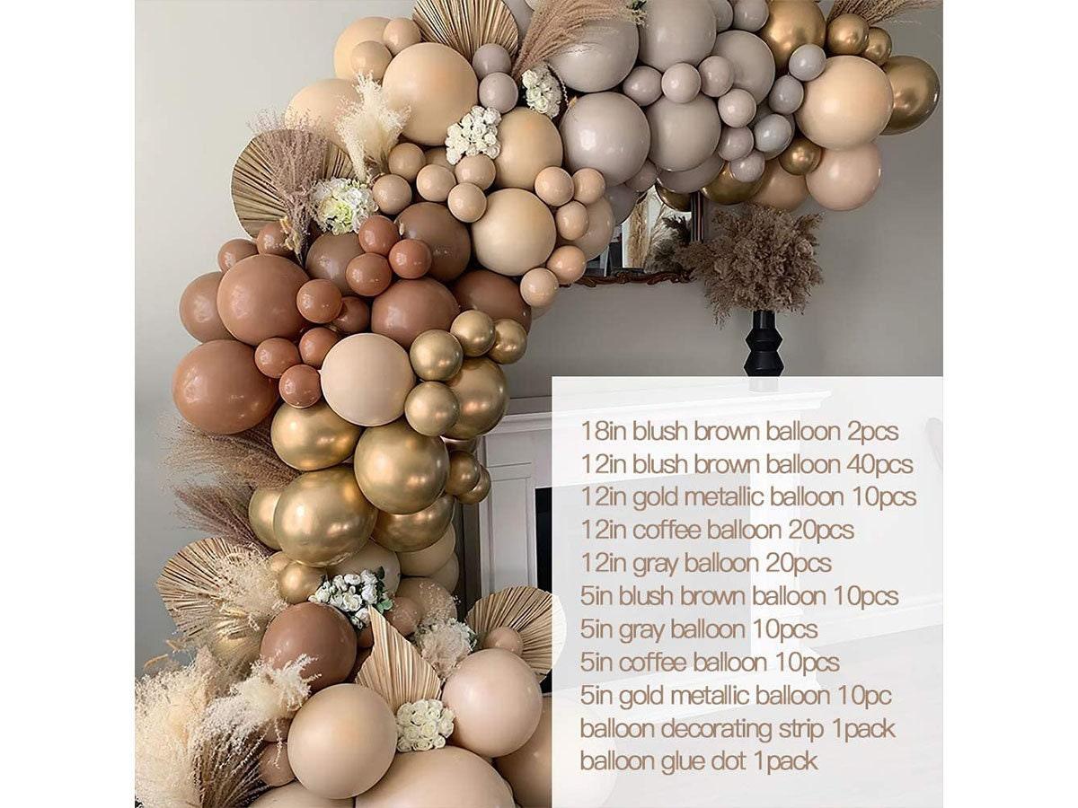 Macaroon Coffee color scheme Balloon Garland Arch Kit134pcs,Coffee Gray Balloons and Metallic Gold Balloons backdrop.Perfect - Lasercutwraps Shop
