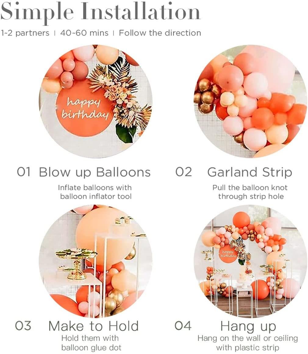 136Pcs Macaron Orange Balloon Arch Garland Macaron Orange Balloon Pink Balloon Metallic Gold Balloon - Lasercutwraps Shop