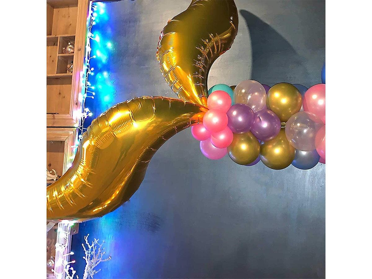 Shimmer and Confetti Premium Mermaid Balloon Garland and Arch Kit. Tail Fins, Pink, Purple, Aqua, Gold, Tying Tool, Fishing Line, Tape, Glue - Lasercutwraps Shop