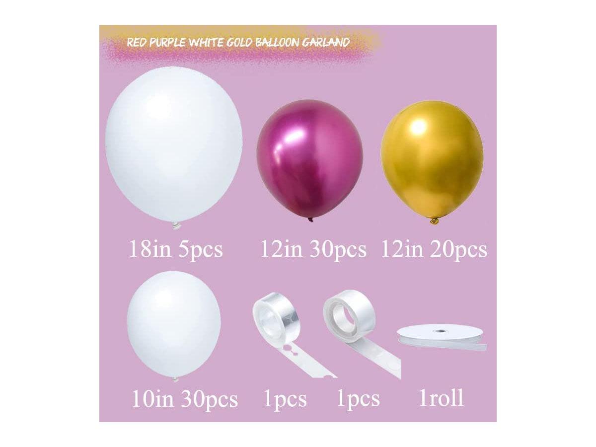 White Metallic Pink 85Pcs Balloons Garland Arch Kit 12In Gold Metallic Balloons 5Pcs 18In White Latex Chrome Balloons with Glue Dots Balloon - Lasercutwraps Shop