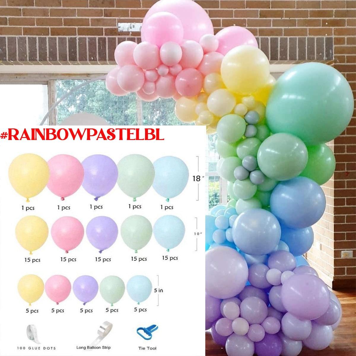 Pastel Rainbow Balloon Garland Arch Kit, Baby Shower Gender Reveal Balloon Arch, Unicorn Ice Cream Party Arch Girls #RAINBOWPASTELBL - Lasercutwraps Shop