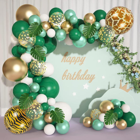 Jungle Safari Party Balloons Garland Arch Kit Tropical Palm Leaves for Animal Wedding Birthday Party Baby Shower for Boys Girls Supplies - Lasercutwraps Shop