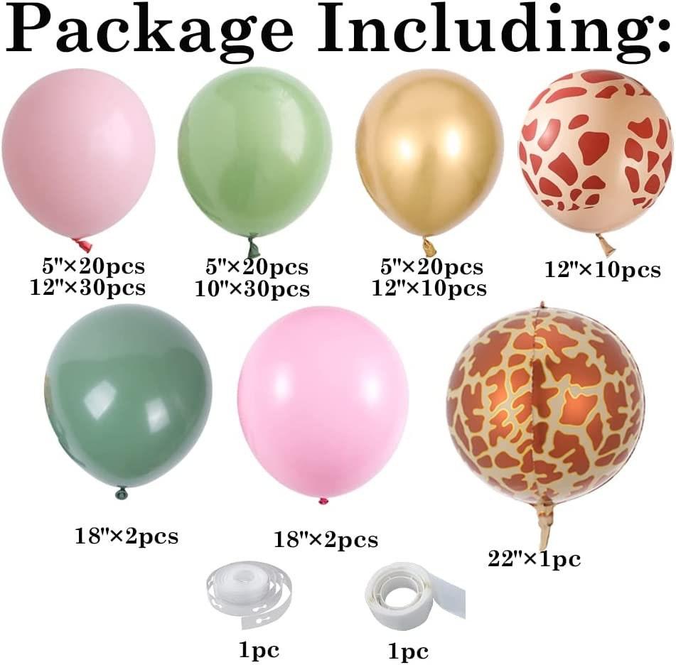 Animal Printed Pink Sage Green Balloon Garland Arch Kit 145pcs Jungle Birthday Baby Shower Wild One Decor Giraffe Safari Party Supplies - Lasercutwraps Shop