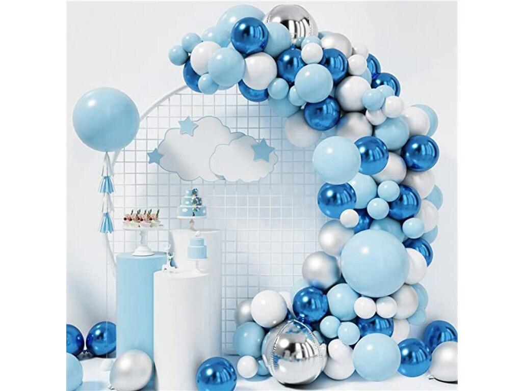 148pcs Blue Balloon Arch Metallic Macaron Blue and Silver Confetti Latex Star Foil Balloons for Baby Shower Birthday Party Decorations - Lasercutwraps Shop