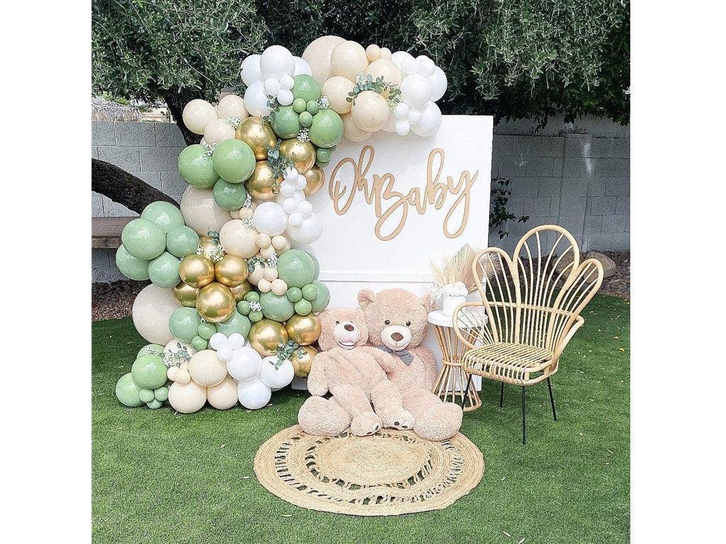 Sage Green Gold White Balloon Garland Kit 127 Pack Different Sizes Olive Green Matte White Metallic Gold Confetti Latex Balloons - Lasercutwraps Shop