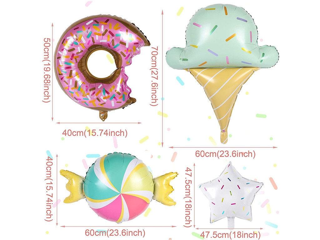 Pastel Donut Balloons Garland Kit 147pcs Including Donut with Sprinkles Ice Cream Gold Foil Balloon + Macaron 4 Colors Latex Balloons - Lasercutwraps Shop