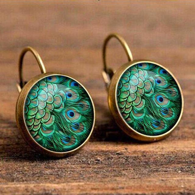 Peacock Glass Earrings - Lasercutwraps Shop